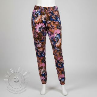 Teplákovina Flowers Mici brown digital print