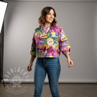 Teplákovina Manga fuchsia digital print