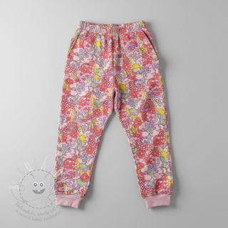 Teplákovina Abstract flowers pink digital print