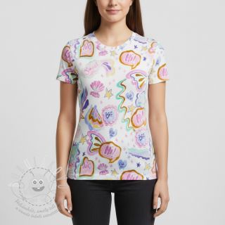 Úplet Shells white digital print