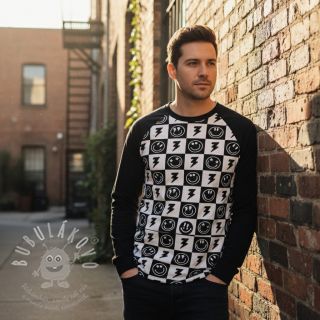 Úplet Happy faces square black digital print