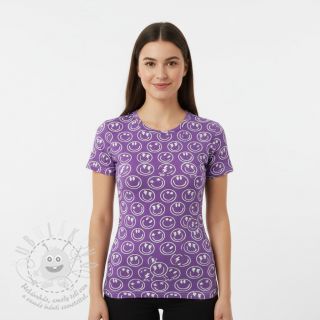 Úplet Happy faces lavender digital print