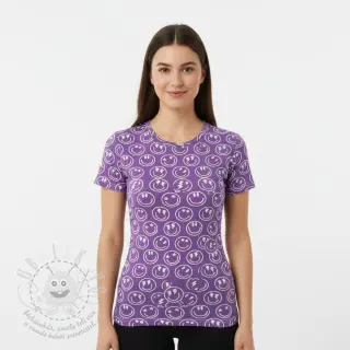 Úplet Happy faces lavender digital print