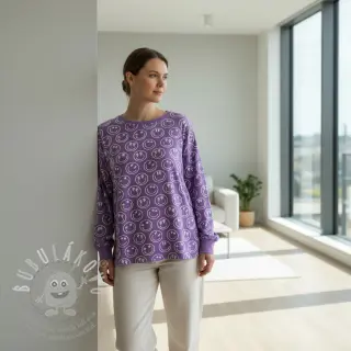 Úplet Happy faces lavender digital print
