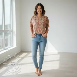 Úplet VISCOSE Structure beige digital print