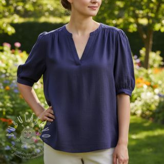 Viskóza se lnem WASHED navy