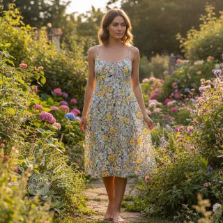 Viskóza se lnem CREPE Flowers Simi digital print