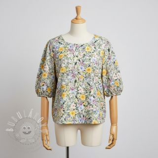 Viskóza se lnem CREPE Flowers Simi digital print