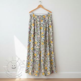 Viskóza se lnem CREPE Flowers Simi digital print