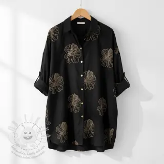 Viskóza se lnem EMBROIDERY Flower Maya black