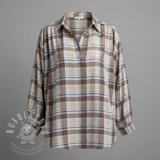 Viskóza se lnem YARN DYED Checks taupe