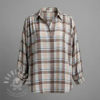 Viskóza se lnem YARN DYED Checks taupe