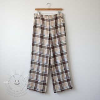 Viskóza se lnem YARN DYED Checks taupe