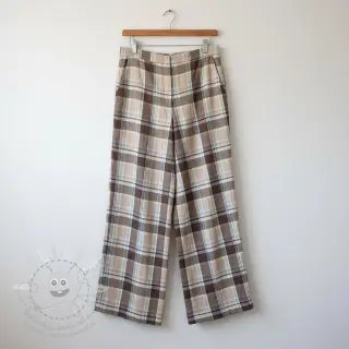 Viskóza se lnem YARN DYED Checks taupe