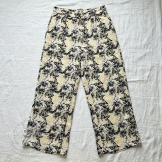 Viskóza se lnem Hibiscus digital print