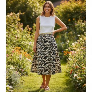 Viskóza se lnem Daisy design A digital print