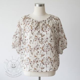 Viskóza se lnem Agapanthus design D digital print