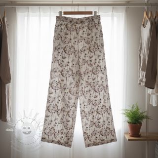 Viskóza se lnem Agapanthus design D digital print