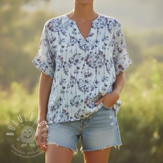 Viskóza se lnem Agapanthus design B digital print