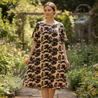 Viskóza se lnem Sunlower design A digital print