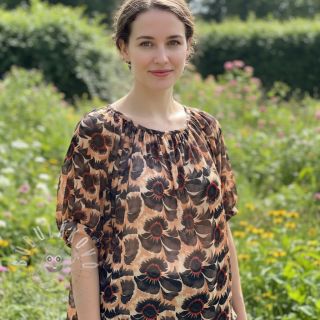 Viskóza se lnem Sunlower design B digital print