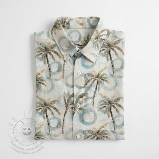 Viskóza se lnem Palm tree digital print