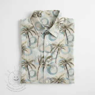 Viskóza se lnem Palm tree digital print