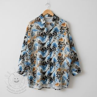 Viskóza se lnem Paint chaos design A digital print