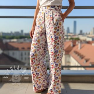 Viskóza se lnem Natural Lin Livy blue digital print