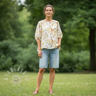 Viskóza se lnem Natural Lin Livy yellow digital print