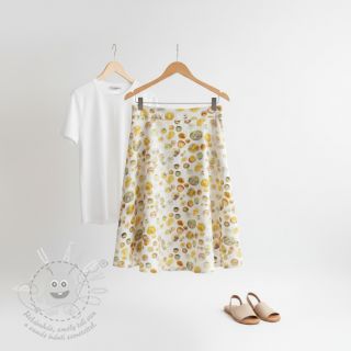 Viskóza se lnem Natural Lin Livy yellow digital print