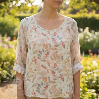 Viskóza se lnem Natural Lin Lissy pink digital print