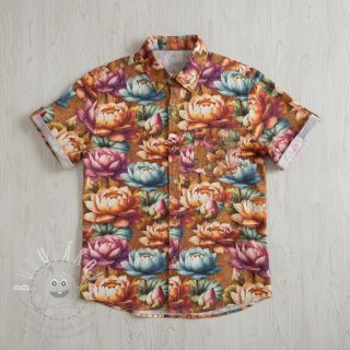 Viskóza se lnem Marigold design C digital print