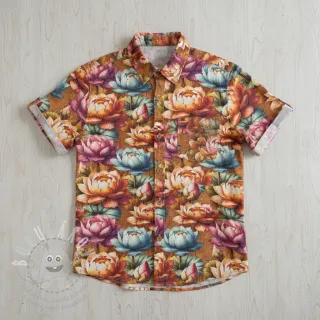 Viskóza se lnem Marigold design C digital print