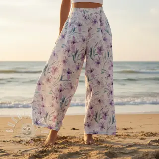 Viskóza se lnem Natural Lin Laurel purple digital print