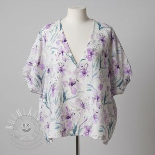 Viskóza se lnem Natural Lin Laurel purple digital print