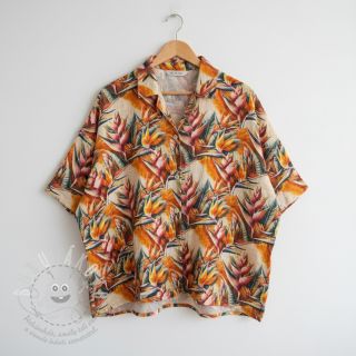 Viskóza se lnem Marigold design A digital print