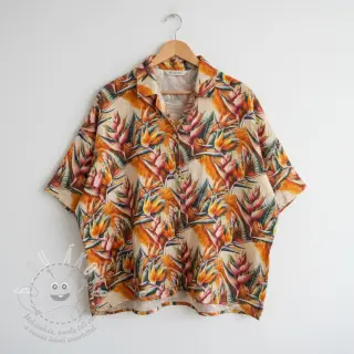 Viskóza se lnem Marigold design A digital print
