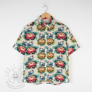 Viskóza se lnem Clover design D digital print