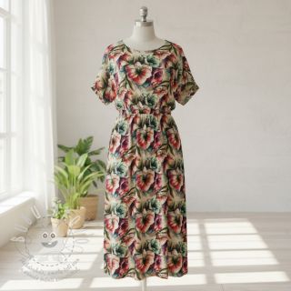 Viskóza se lnem Azalea design A digital print