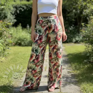 Viskóza se lnem Azalea design A digital print