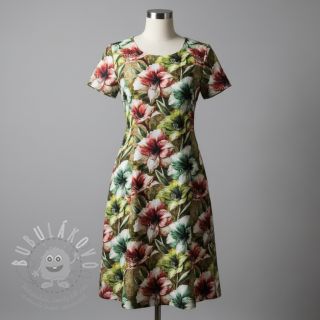 Viskóza se lnem Azalea design C digital print