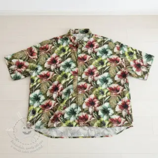 Viskóza se lnem Azalea design C digital print