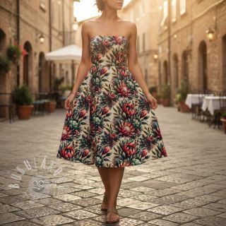 Viskóza se lnem Azalea design D digital print