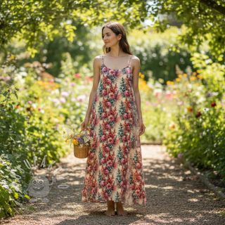 Viskóza se lnem Viola design C digital print