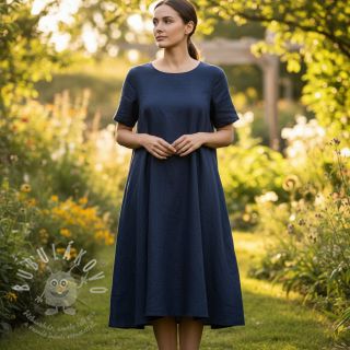 Viskóza se lnem PREMIUM navy blue