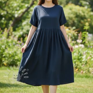 Viskóza se lnem CRINCLE navy