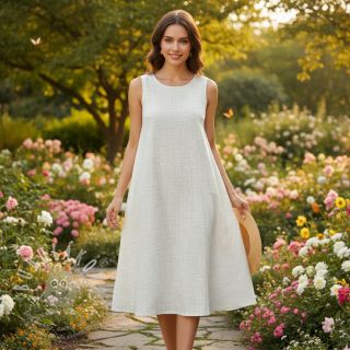 Viskóza se lnem CRINCLE off white