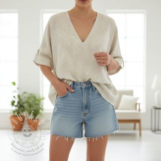 Viskóza se lnem natural Leaves border