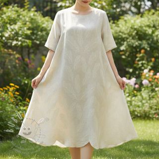 Viskóza se lnem natural Leaves border